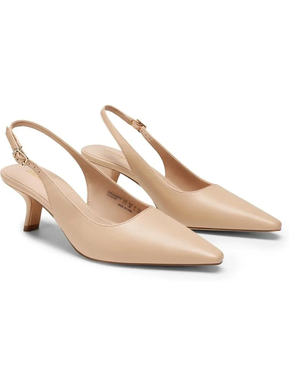 Women's Nude Slingback Kitten Heels Pointed Toe Pumps Comfortable Shoes